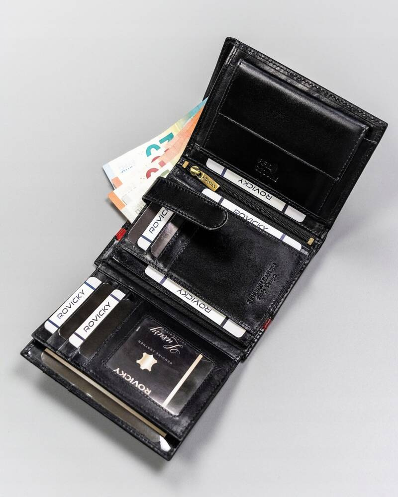 Duży, skórzany portfel męski z systemem RFID - Rovicky - obrazek 7