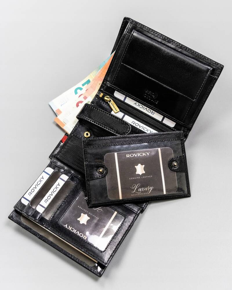 Duży, skórzany portfel męski z systemem RFID - Rovicky - obrazek 6