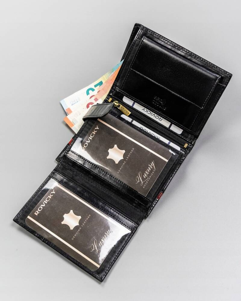 Duży, skórzany portfel męski z systemem RFID - Rovicky - obrazek 5