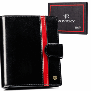 Duży, skórzany portfel męski z systemem RFID zapinany na zatrzask - Rovicky