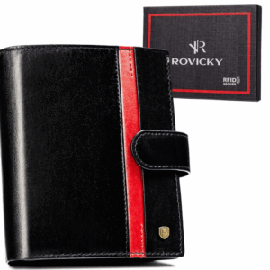 Duży, skórzany portfel męski na zatrzask - Rovicky