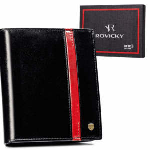 Duży, skórzany portfel męski bez zapięcia - Rovicky