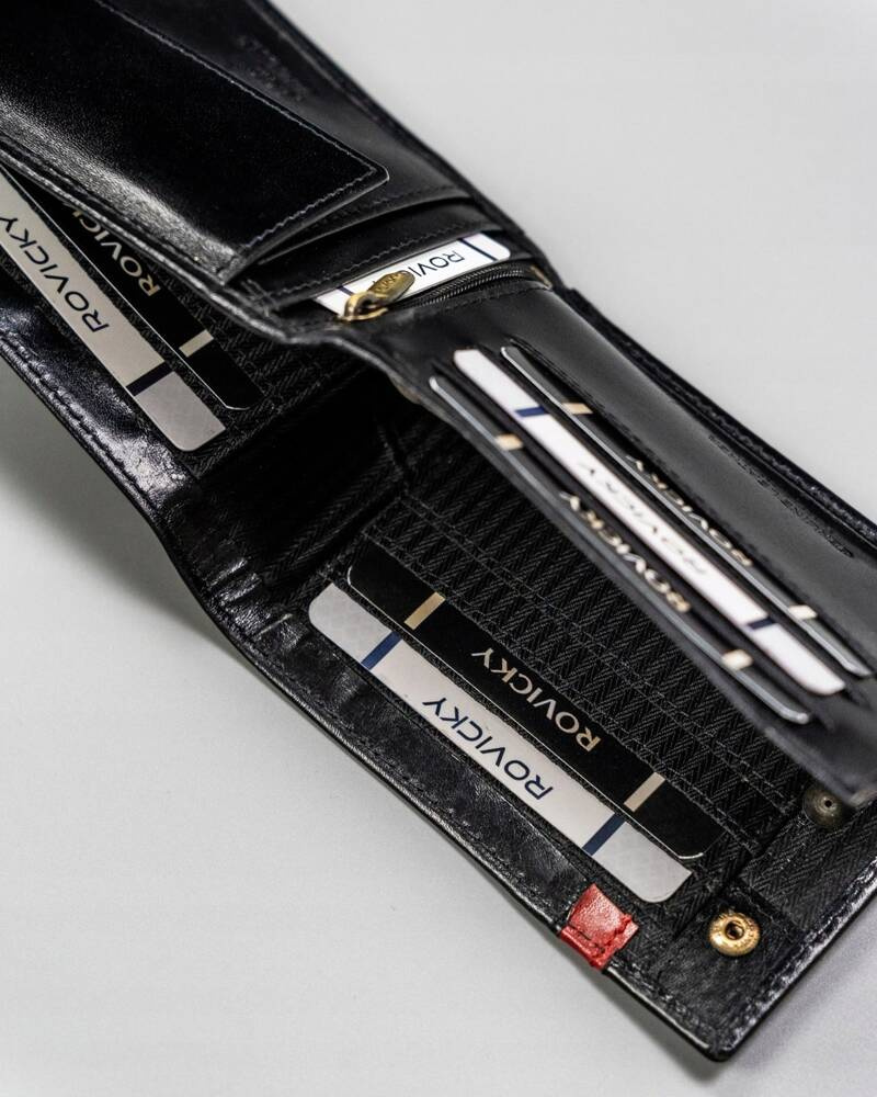 Skórzany portfel męski z systemem RFID - Rovicky - obrazek 6