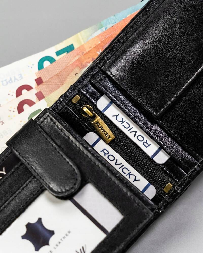 Duży portfel męski ze skóry naturalnej - Rovicky - obrazek 6