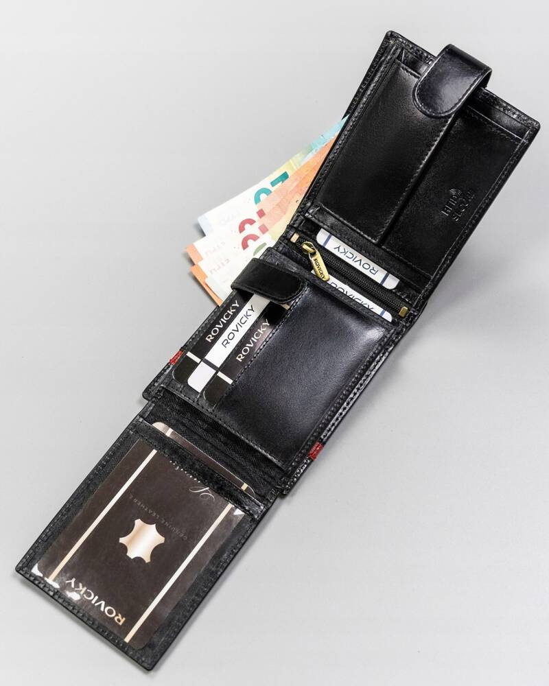 Duży portfel męski ze skóry naturalnej - Rovicky - obrazek 4
