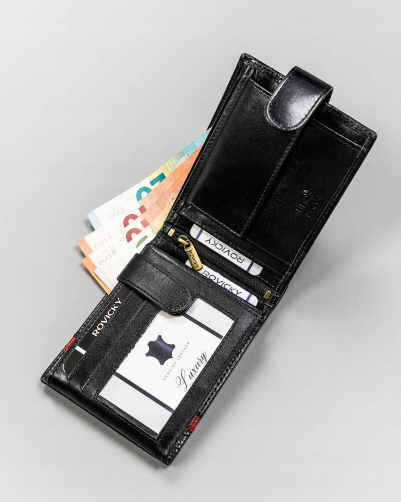 Duży portfel męski ze skóry naturalnej - Rovicky - obrazek 3