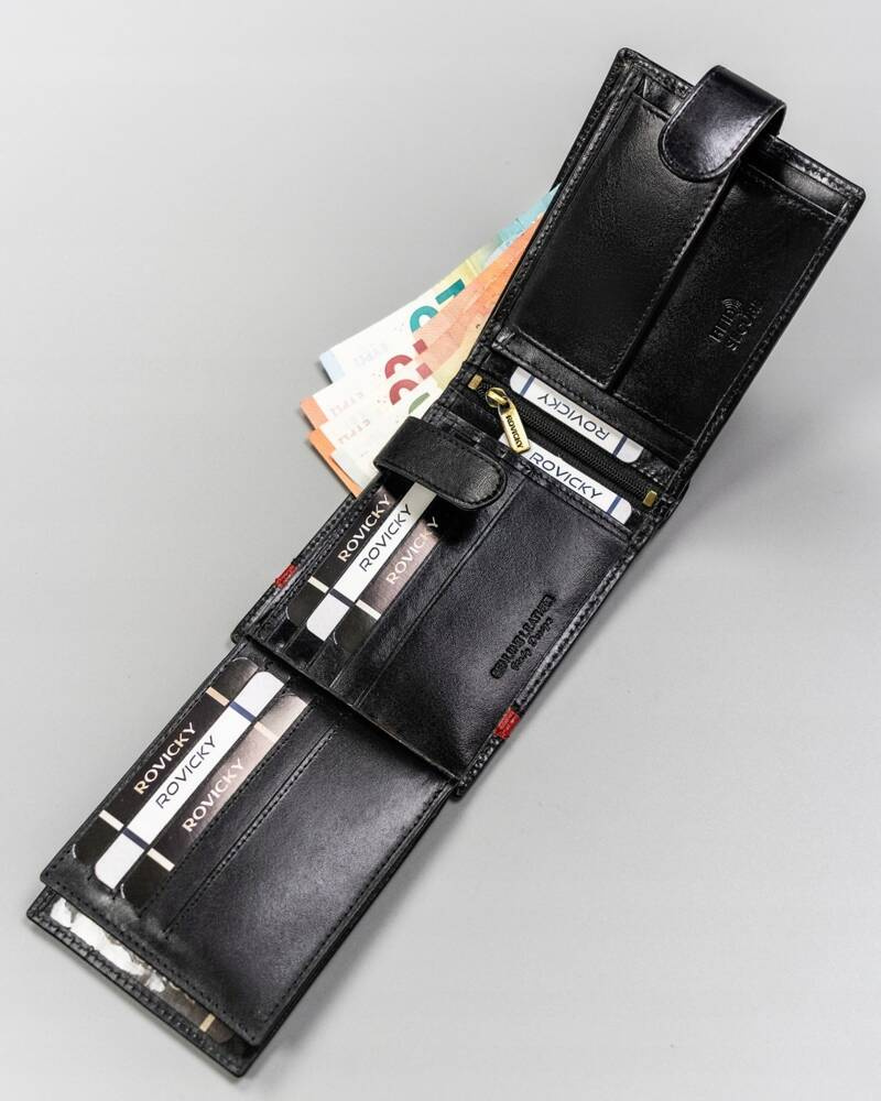 Duży portfel męski ze skóry naturalnej - Rovicky - obrazek 5