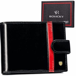 Duży, elegancki portfel męski ze skóry naturalnej - Rovicky