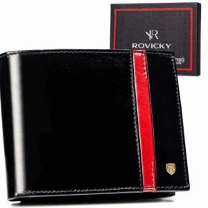 Duży, elegancki portfel męski ze skóry naturalnej - Rovicky