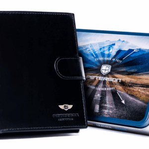 Klasyczny, skórzany portfel męski na zatrzask - Peterson