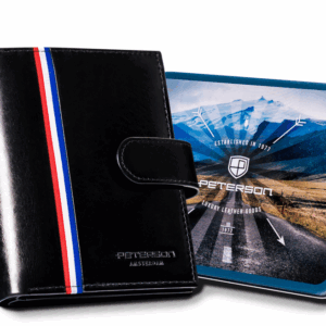 Duży, skórzany portfel męski zamykany na zatrzask - Peterson