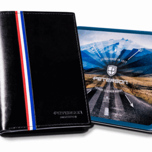 Duży, skórzany portfel męski bez zapięcia - Peterson