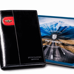 Duży, skórzany portfel męski bez zapięcia - Peterson