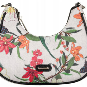 Listonoszka damska ze skóry ekologicznej z kwiatowym - David Jones