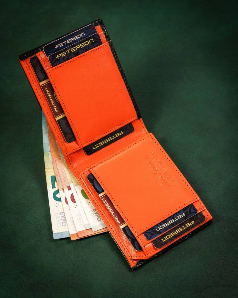 Niewielki, skórzany portfel męski z systemem RFID - Peterson - obrazek 8