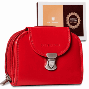 Skórzany portfel damski na zamek i klapkę - Peterson