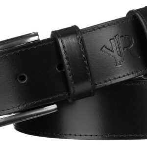 Szeroki, skórzany pasek męski z metalową klamrą - Rovicky