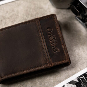 Mały, skórzany portfel męski bez zapięcia - Buffalo Wild