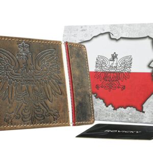 Duży, skórzany portfel z patriotycznym wzornictwem