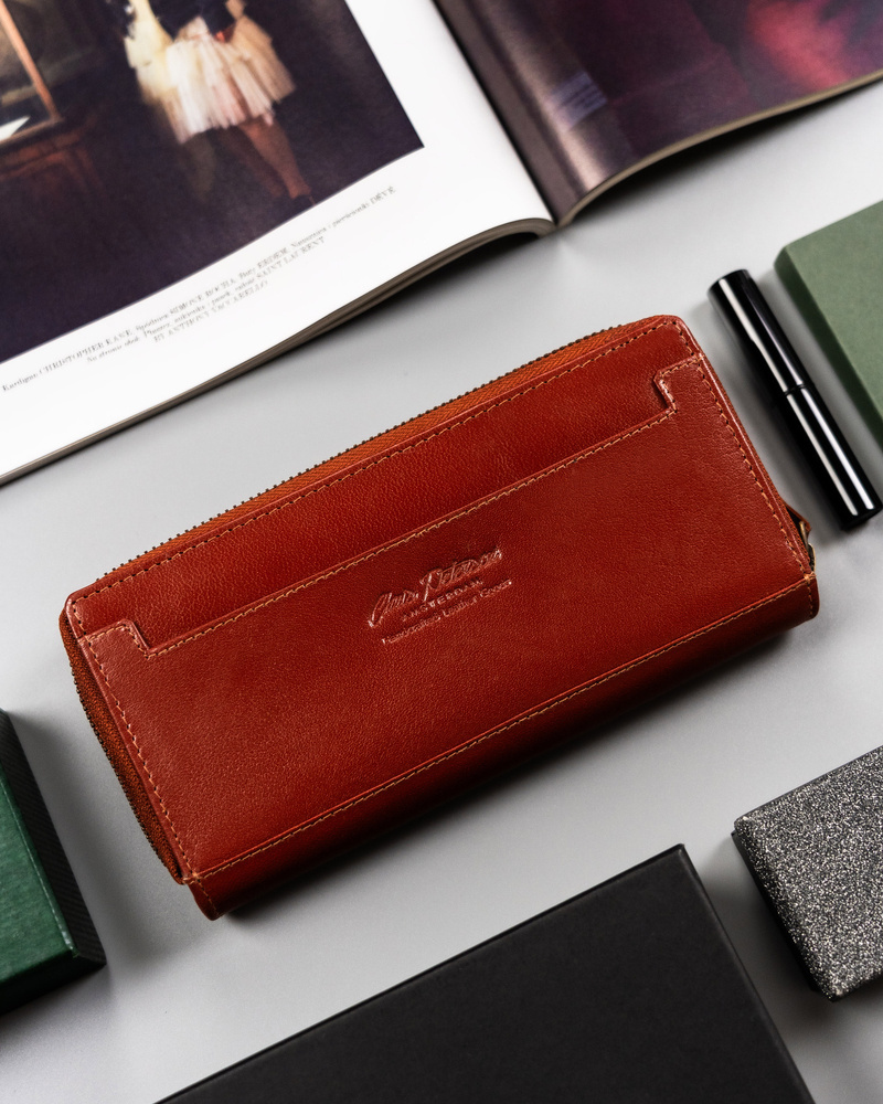 Duży, skórzany portfel damski na zamek i zatrzask - Peterson - obrazek 7