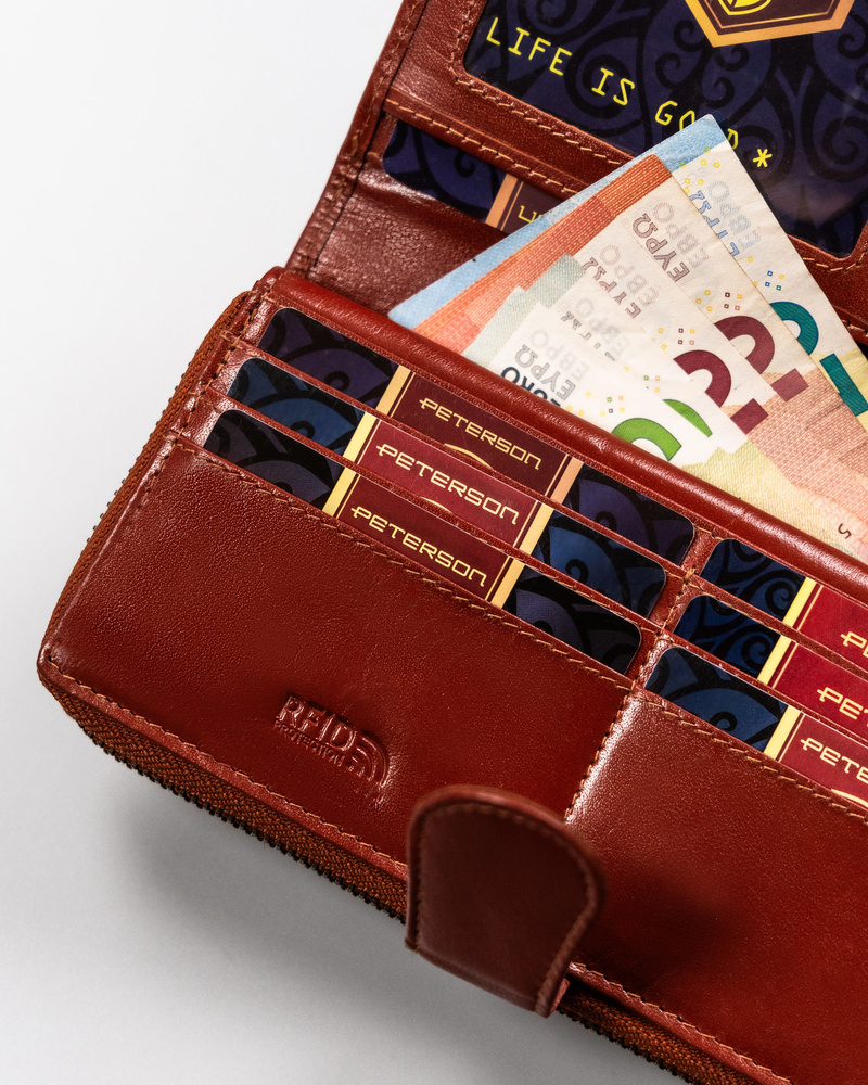 Duży, skórzany portfel damski na zamek i zatrzask - Peterson - obrazek 2