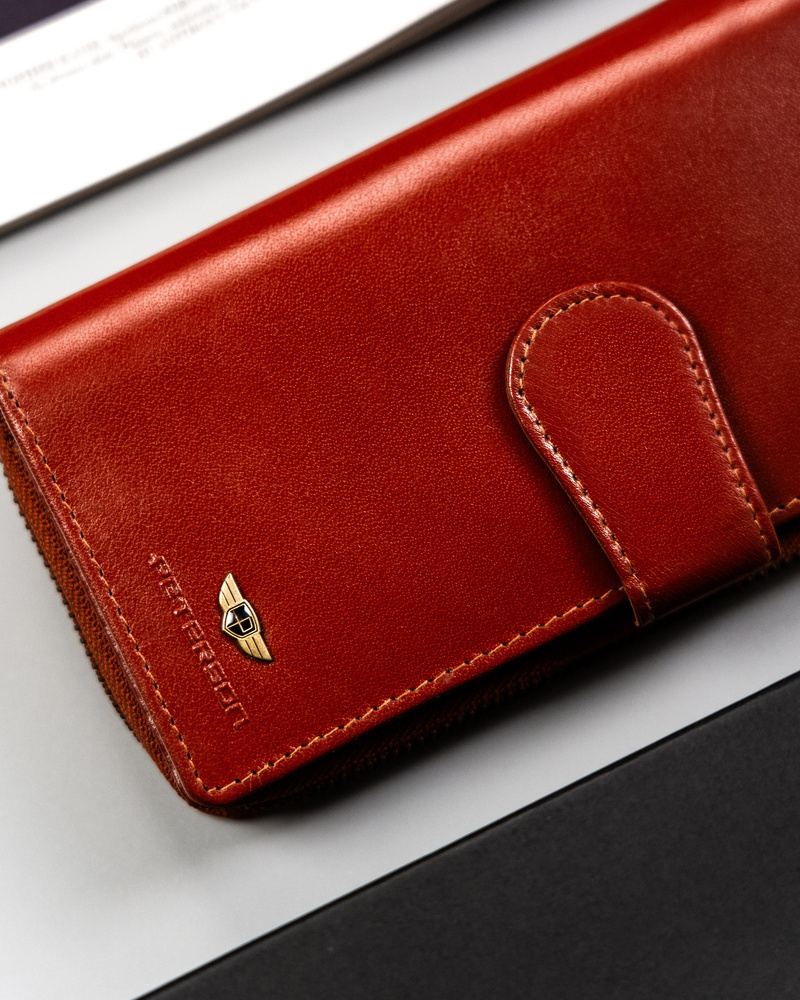 Duży, skórzany portfel damski na zamek i zatrzask - Peterson - obrazek 6