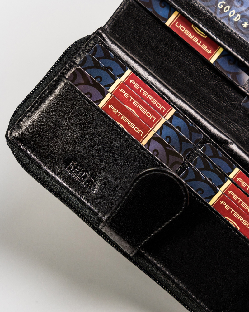 Duży, skórzany portfel damski na zamek i zatrzask - Peterson - obrazek 11