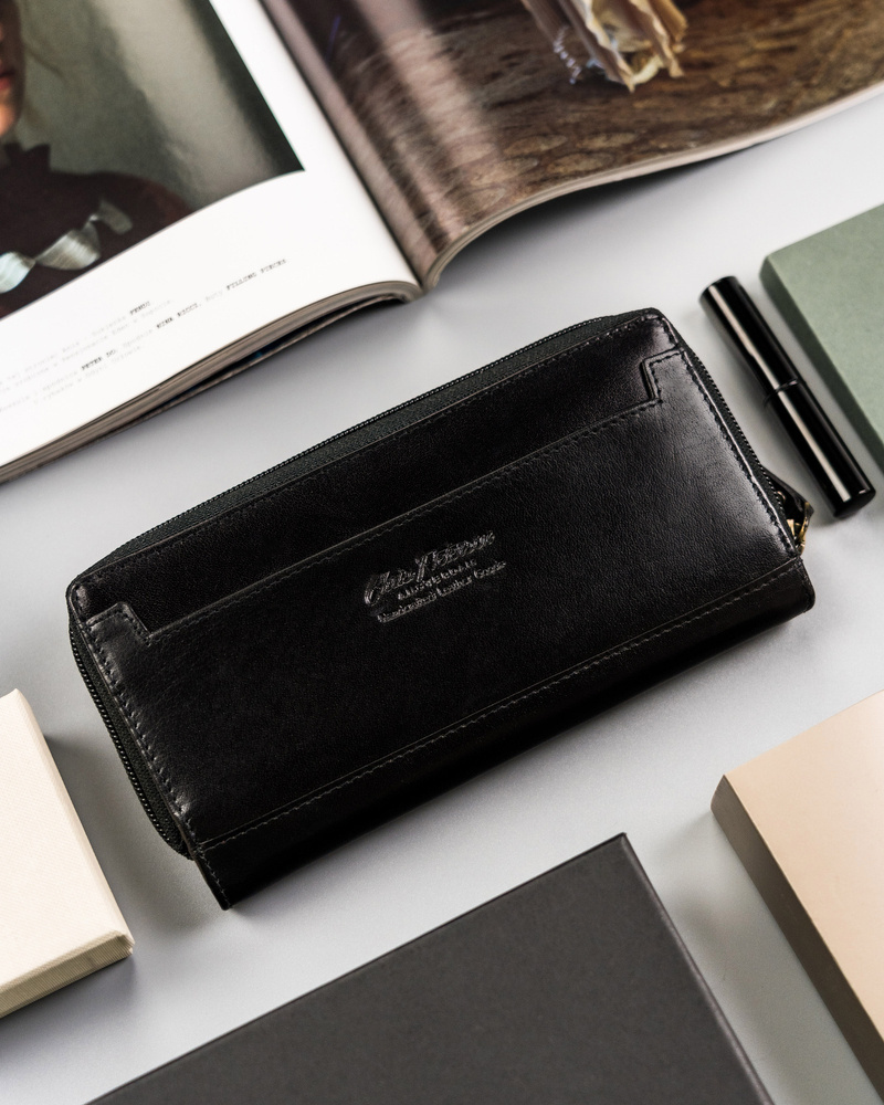 Duży, skórzany portfel damski na zamek i zatrzask - Peterson - obrazek 4