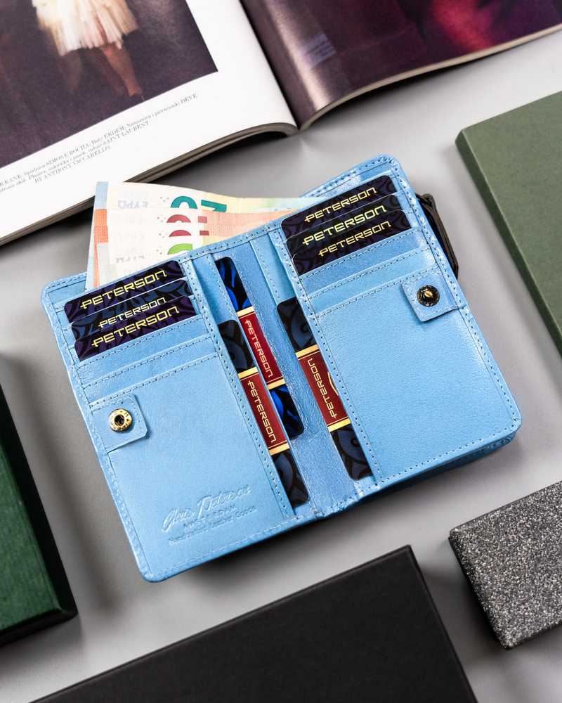 Duży, skórzany portfel damski z systemem RFID - Peterson - obrazek 10