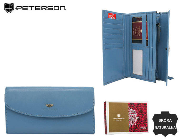 Elegancki, duży portfel damski ze skóry naturalnej - Peterson - obrazek 2