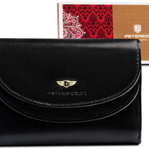 Klasyczny, skórzany portfel damski na zatrzask - Peterson