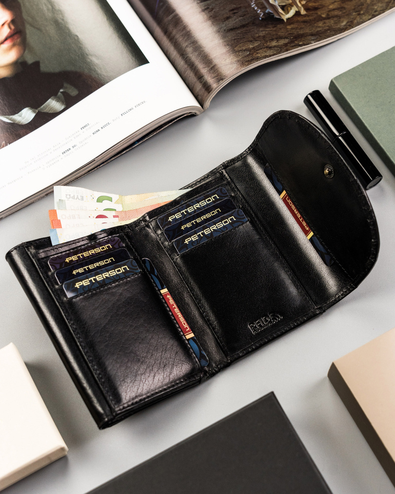 Klasyczny, skórzany portfel damski na zatrzask - Peterson - obrazek 7