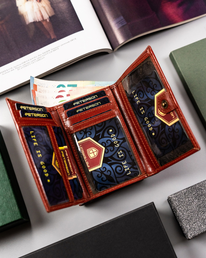 Elegancki portfel damski ze skóry naturalnej - Peterson - obrazek 8