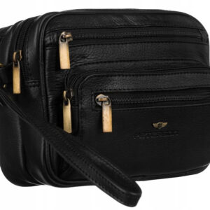 Dwukomorowa saszetka męska ze skóry naturalnej - Peterson