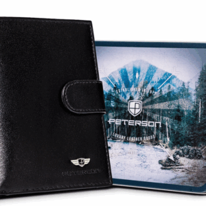 Skórzany portfel męski zapinany na zatrzask - Peterson