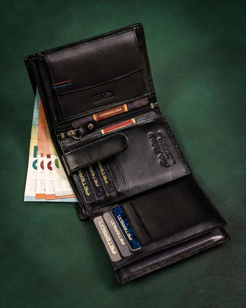 Zestaw prezentowy: skórzany portfel męski i brelok - Peterson - obrazek 7