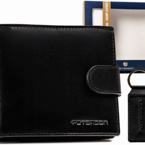 Zestaw prezentowy: skórzany portfel męski i brelok - Peterson