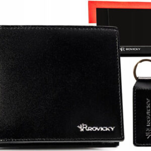 Zestaw prezentowy: skórzany portfel męski i brelok - Rovicky