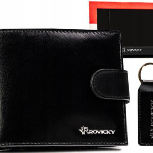 Zestaw prezentowy: skórzany portfel męski i brelok - Rovicky