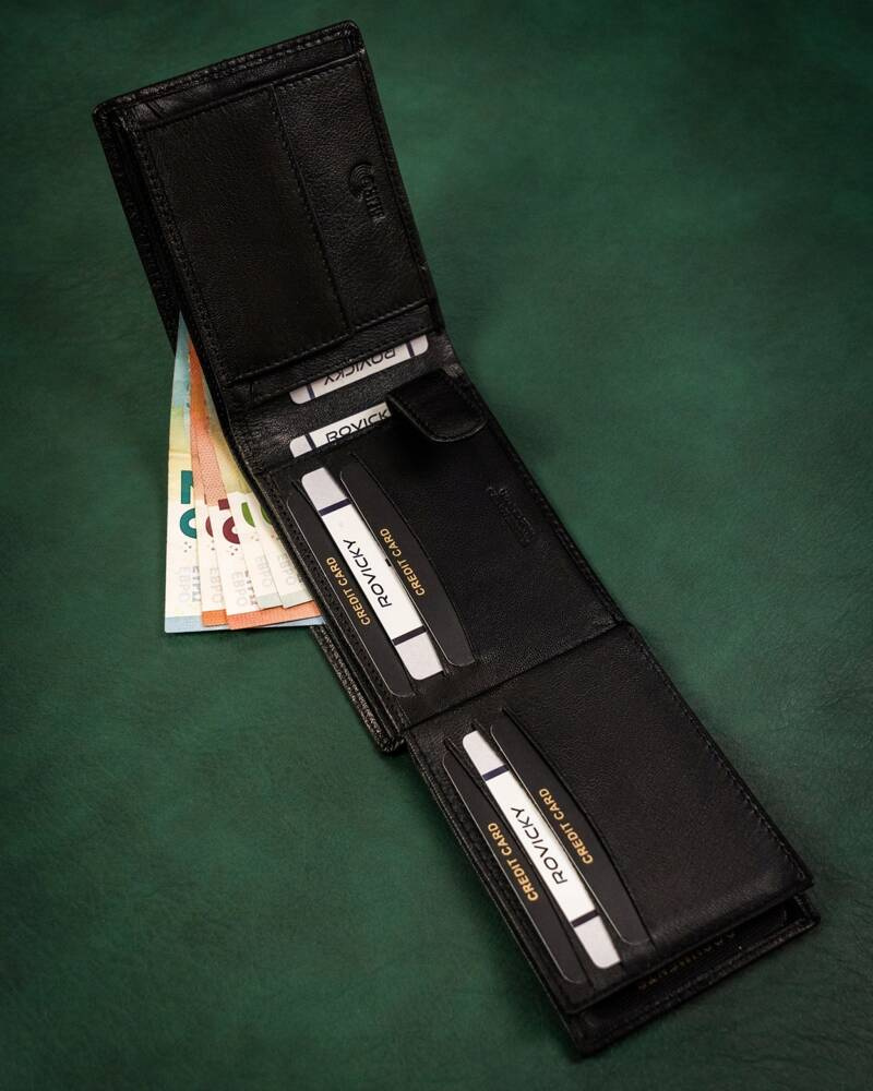 Duży, skórzany portfel męski z systemem RFID - Rovicky - obrazek 6