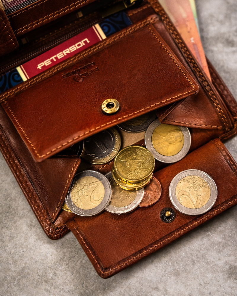 Duży, skórzany portfel męski z wytłoczonym znakiem zodiaku - Peterson - obrazek 11