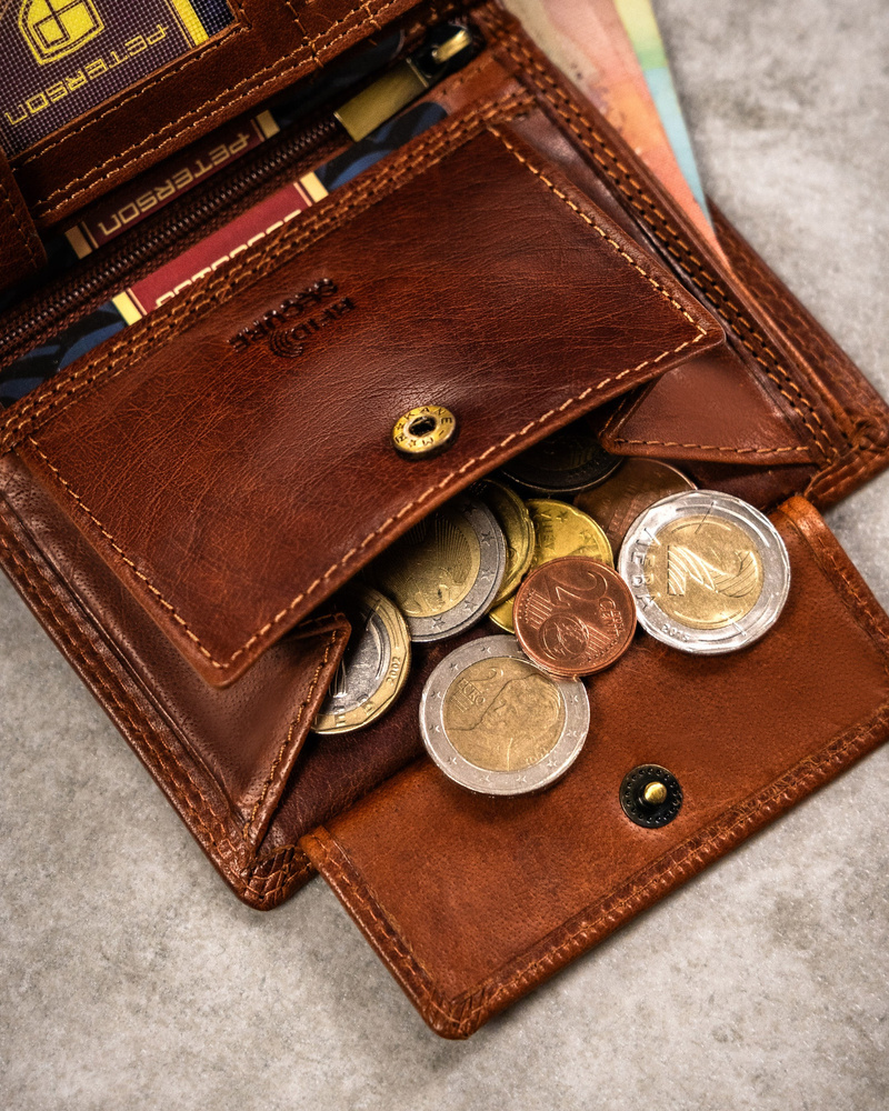 Duży, skórzany portfel męski z wytłoczonym znakiem zodiaku - Peterson - obrazek 11