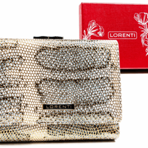 Mały, skórzany portfel damski na zatrzask i bigiel - Lorenti