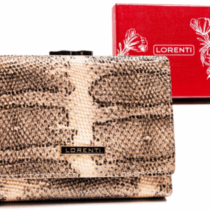 Mały, skórzany portfel damski na zatrzask i bigiel - Lorenti