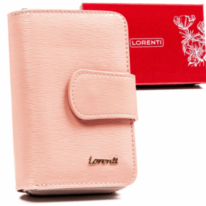 Skórzany portfel damski w orientacji pionowej zamykany na zatrzask - Lorenti