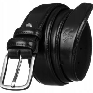 Szeroki, skórzany pasek męski z tradycyjną klamrą - Rovicky