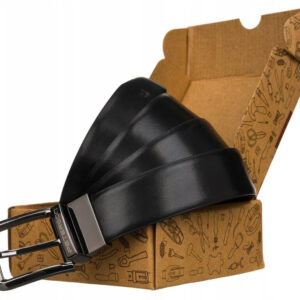 Dwustronny, skórzany pasek męski z obrotową klamrą - Peterson