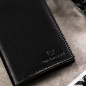 Zestaw prezentowy: pionowy, skórzany portfel męski i brelok - Peterson