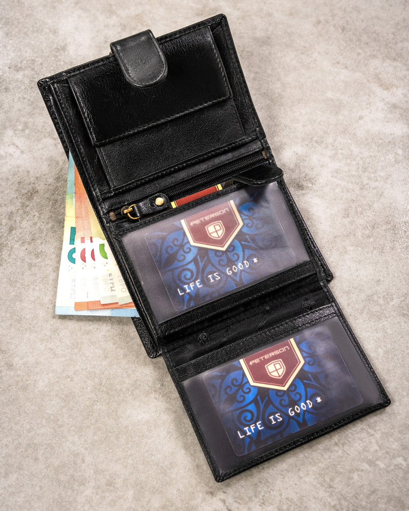 Zestaw prezentowy: elegancki, skórzany portfel męski i brelok - Peterson - obrazek 11