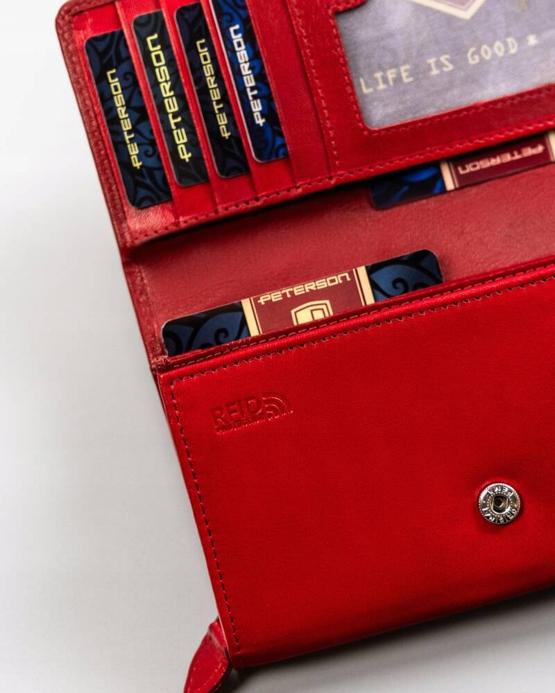 Duży, skórzany portfel damski na zatrzask - Peterson - obrazek 8